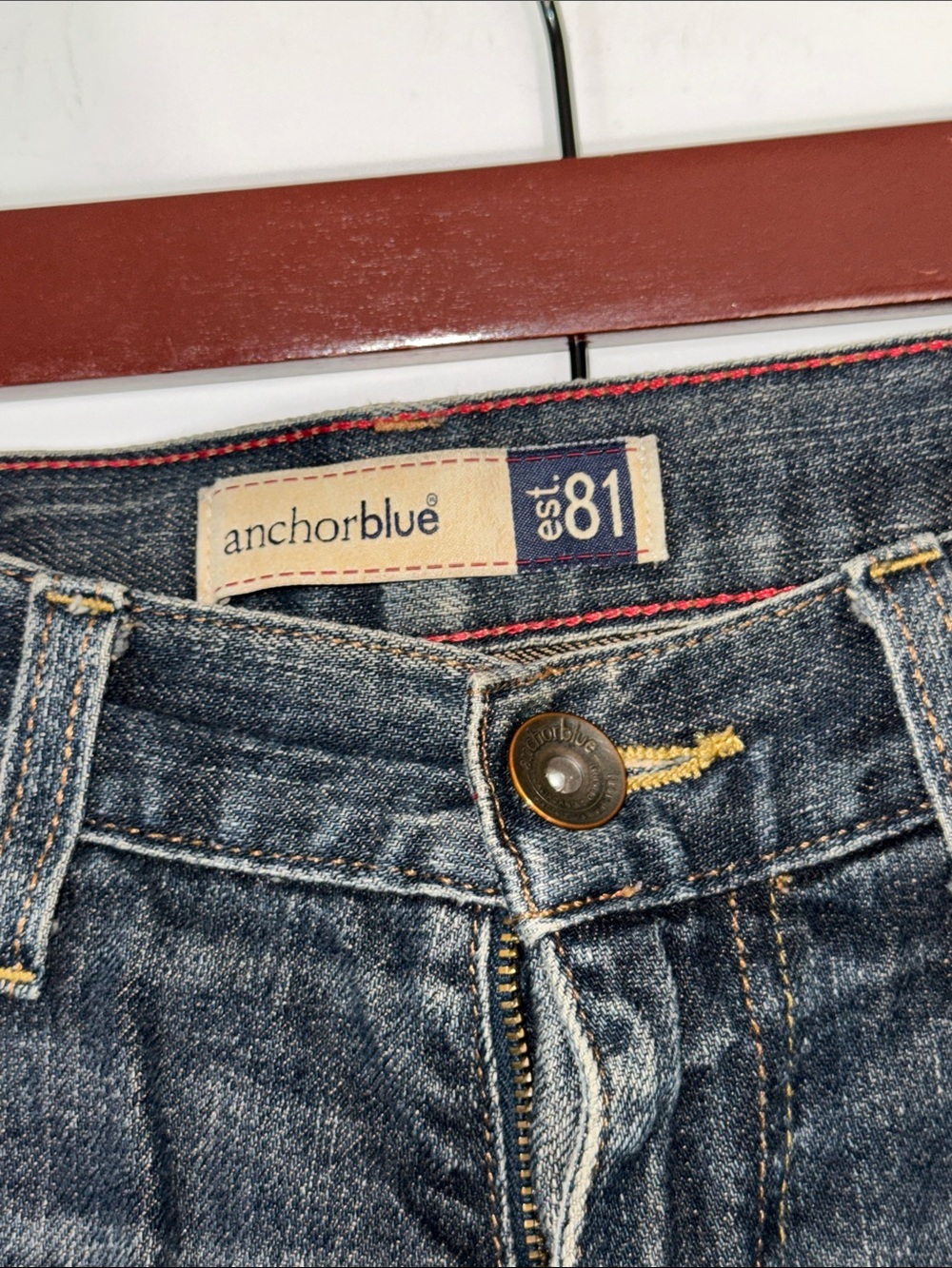 Vintage Y2K anchor blue Men's Straight-Leg Washed Denim Jeans Sz 32” baggy - Picture 2 of 6